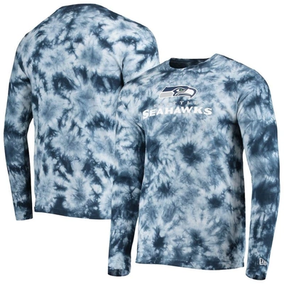 New Era Men's College Navy Seattle Seahawks Tie-dye Long Sleeve T-shirt