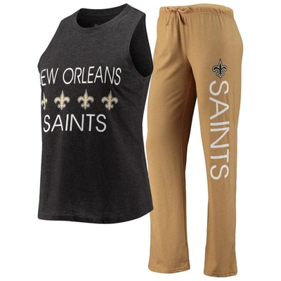 Concepts Sport Women's Black New Orleans Saints Muscle Tank Top And Pants Sleep Set