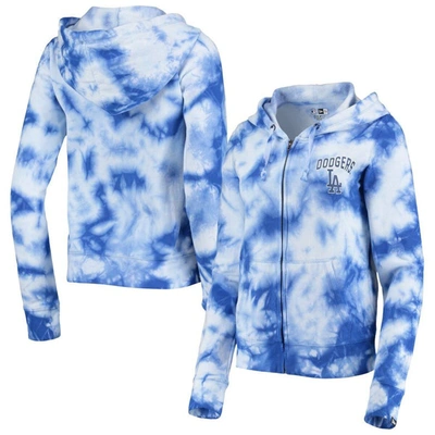 New Era Women's Royal Los Angeles Dodgers Tie-dye Fleece Full-zip Hoodie