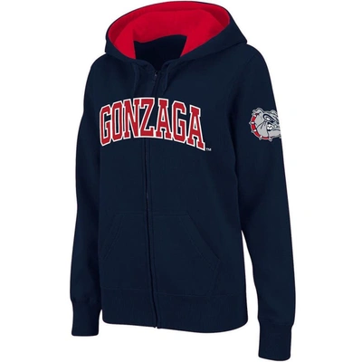 Colosseum Women's Stadium Athletic Navy Gonzaga Bulldogs Arched Name Full-zip Hoodie