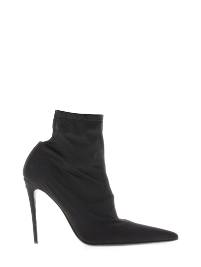 Dolce & Gabbana Fabric Ankle Boots In Black