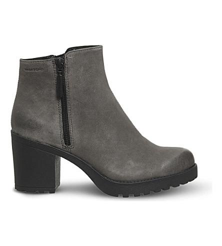 Vagabond Grace Leather Ankle Boots In Stone Grey Nubuck | ModeSens