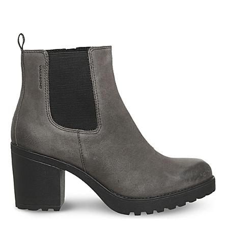 Vagabond Grace Heeled Leather Boots In Dark Grey Nubuck | ModeSens