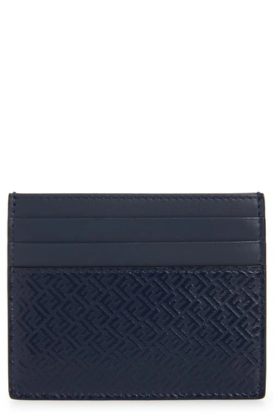 Fendi Ff Logo Leather Card Case In Blue