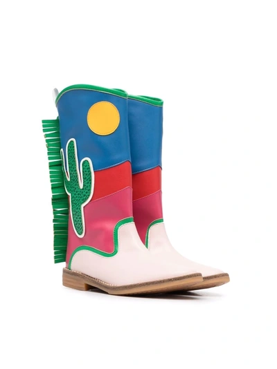 Stella Mccartney Kids' Appliqué-detail Colour-block Boots In Multicolor