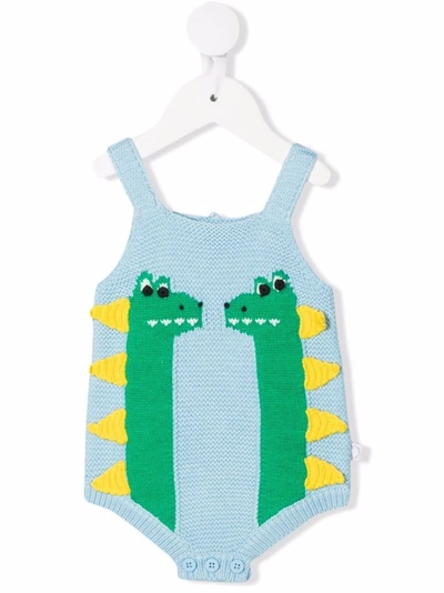Stella Mccartney Light-blue Bodysuit For Baby Boy With Dinosaurs