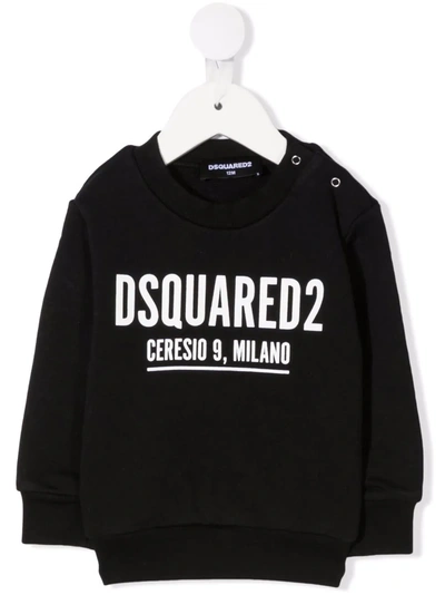 Dsquared2 Black Sweatshirt For Baby Boy With Logo