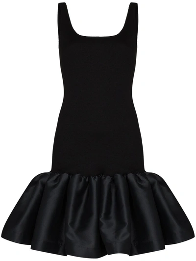 Marques' Almeida Satin-trim Ribbed Cotton-jersey Dress In Black
