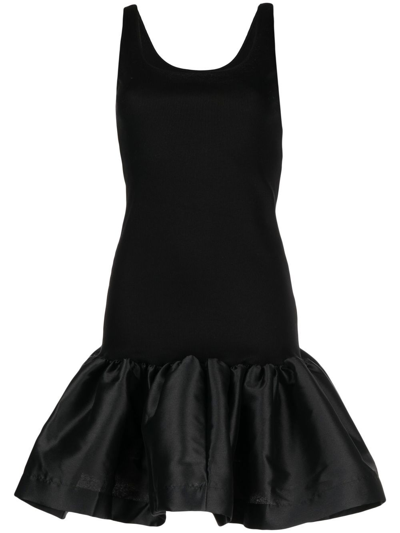 Marques' Almeida Satin-trim Ribbed Cotton-jersey Dress In Black