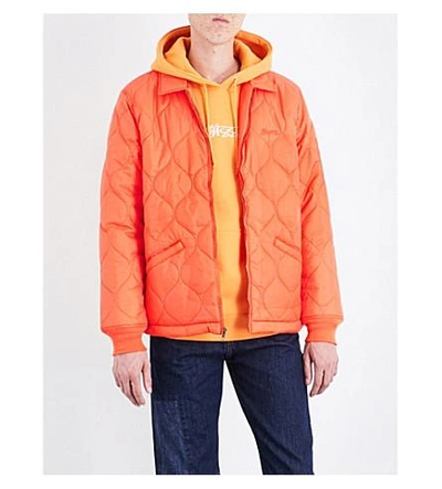 Stussy Collared Quilted Jacket In Orange