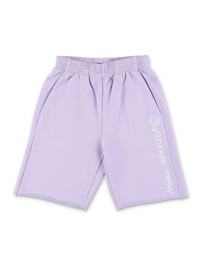 Mm6 Maison Margiela Logo-embroidered Cotton Track Shorts In Purple