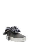 Jslides Tristan Faux Fur Platform Sneaker Bootie In Grey Suede