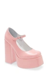 Jeffrey Campbell Mary Jane Platform Pump In Pink Crinke Patent