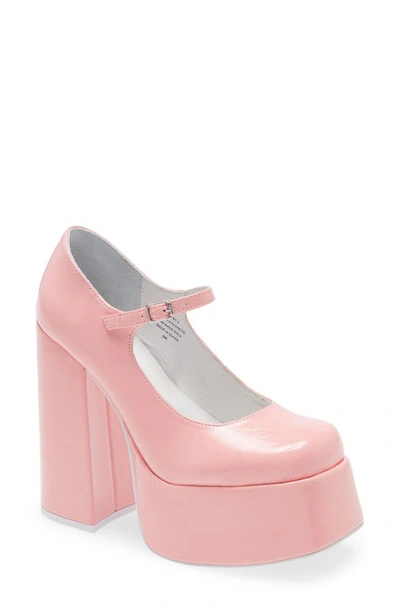 Jeffrey Campbell Mary Jane Platform Pump In Pink Crinke Patent
