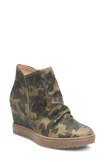 Söfft Siri Waterproof Wedge Bootie In Olive Camouflage