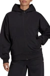 Adidas Originals Studio Lounge Fleece Hooded Full-zip Sweatshirt In Black