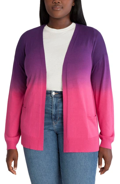 Adyson Parker Ombré Open Front Cardigan In Luscious Pink Combo