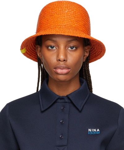 Nina Ricci Orange Straw Beach Hat