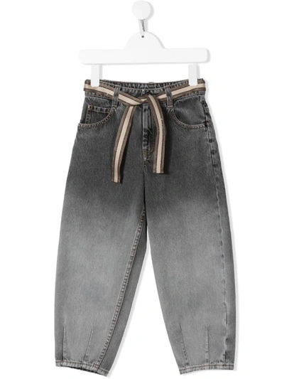 Brunello Cucinelli Teen Gradient-effect Straight-leg Denim Jeans In Grey