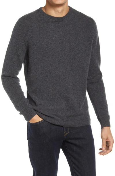 Nordstrom Cashmere Crewneck Sweater In Grey Dark Charcoal Heather
