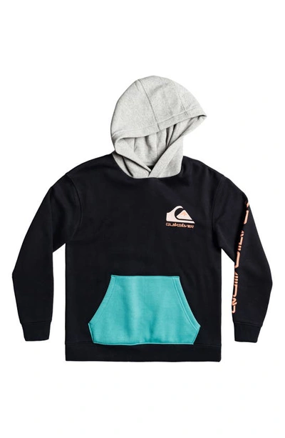 Quiksilver Kids' Omni Logo Colorblock Hoodie In Black