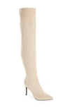 Jeffrey Campbell Pillar Over The Knee Boot In Ivory Stretch Suede