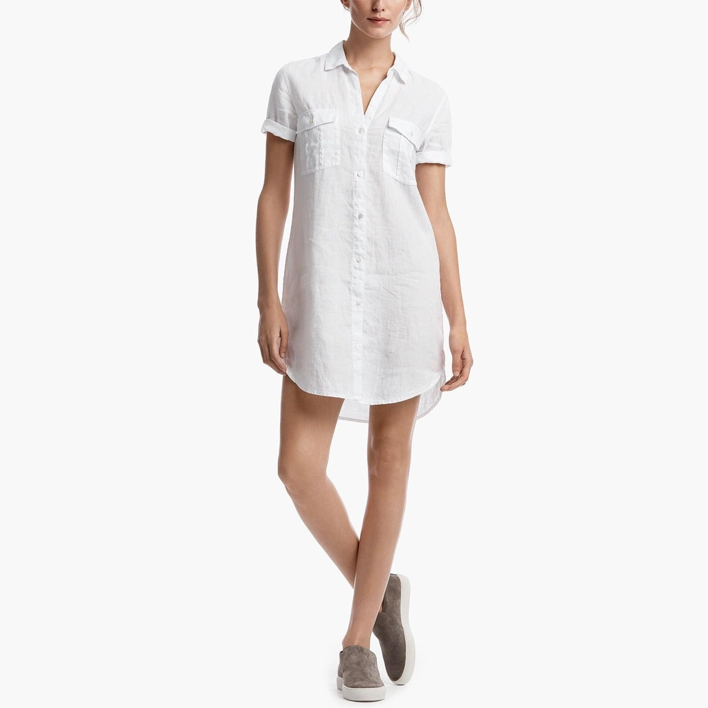 James Perse Linen Utility Shirt Dress In White | ModeSens