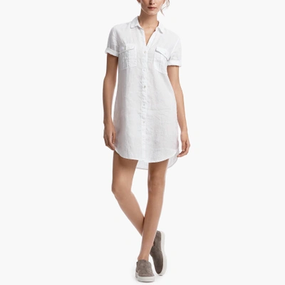James Perse Linen Utility Shirt Dress In White | ModeSens