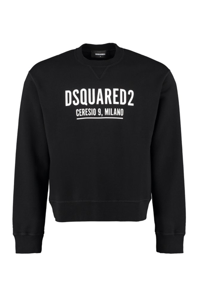 Dsquared2 Crewneck Logo Printed Sweatshirt In Black