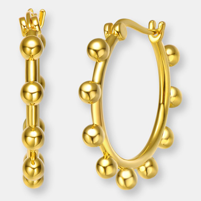 Rachel Glauber 14k Gold Plated Cubic Zirconia Hoop Earrings In Gold-tone