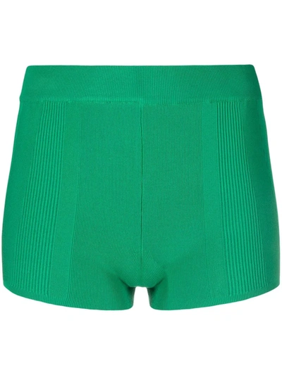 Jacquemus Le Short Basgia Green Ribbed Shorts