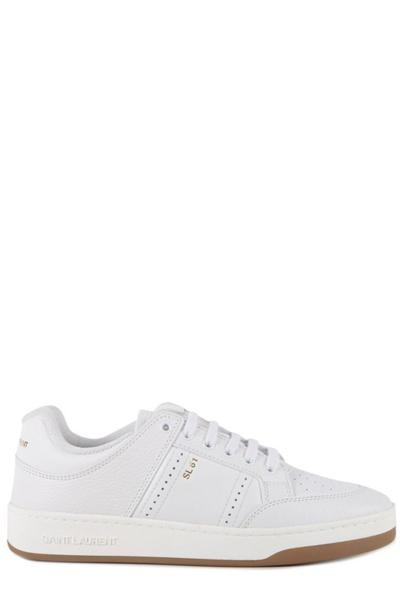 Saint Laurent Men's Sl61 Perforated Leather Low-top Sneakers In White