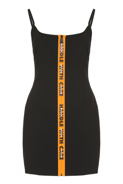 Heron Preston Stretch Gabardine H.w.c. Zipped Mini Dress In Black