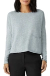 Eileen Fisher Organic Cotton & Linen Slub Pocket Knit Top In Frost