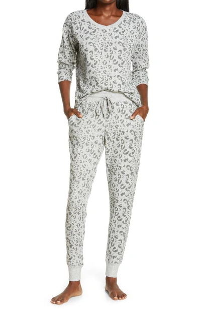 Papinelle Super Soft Waffle Weave Pajamas In Cheetah Charcoal