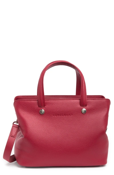 Longchamp Small Pebbled Leather Top Handle Bag In Red
