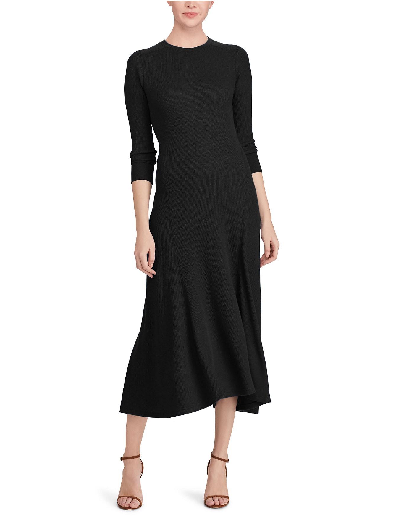 Ralph Lauren Polo Cotton Fit-and-flare Dress In Black | ModeSens