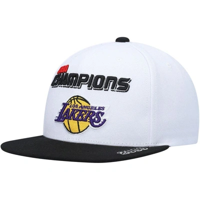 Mitchell & Ness Men's White And Black Los Angeles Lakers 2000 Nba Finals Champions Snapback Hat In White,black