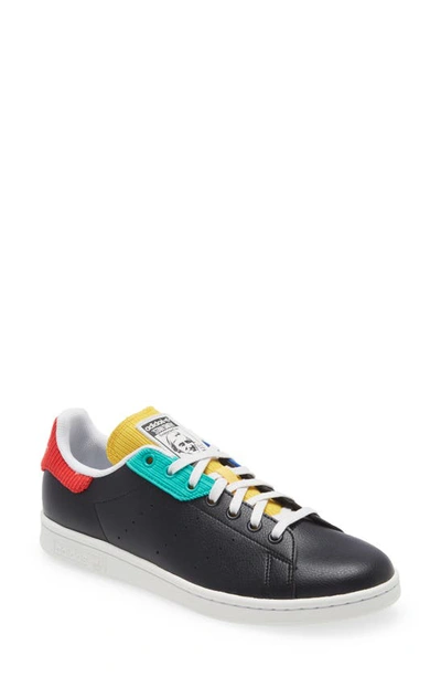 Adidas Originals Stan Smith Low Top Sneaker In Black/ White/ Blue