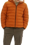 Noize High Pile Fleece Lined Hooded Puffer Jacket In Spice
