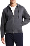 Theory Haskel Wool & Cashmere Zip Hoodie In Grey