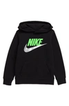 Nike Kids' Club Logo Hoodie In Black/ Green Strike