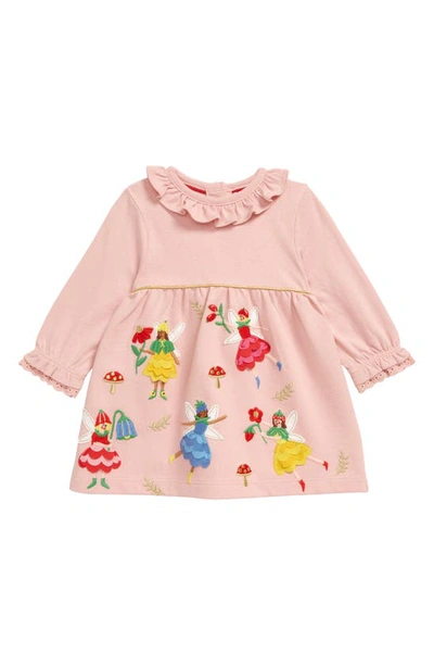 Mini Boden Babies' Appliqué Fairies Cotton Dress In Boto Pink Fairies