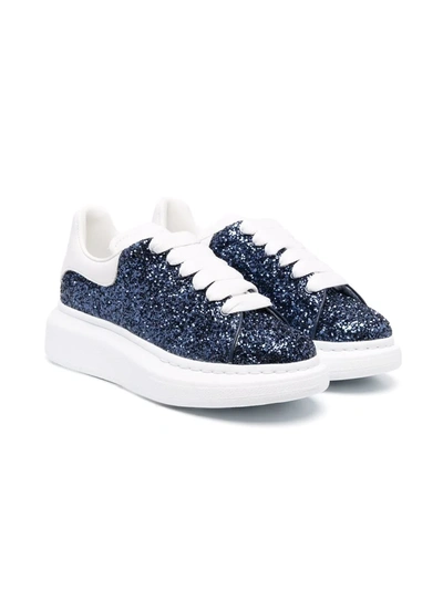 Alexander Mcqueen Kids' Little Girl's & Girl's Glitter Oversize Trainers In Navywhite