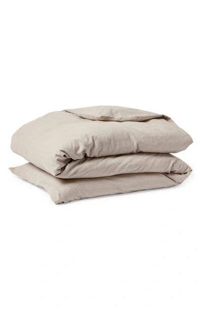 Coyuchi Cloud Brushed Organic Cotton Flannel Duvet Cover In Camel Heather
