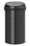 Brabantia Touch Top Extra Large Trash Can In Matte Black/ Matte Black Lid