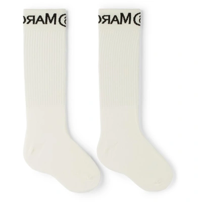 Mm6 Maison Margiela Mm6 Kids Cotton Logo Socks In White