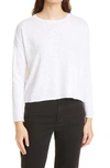 Eileen Fisher Organic Cotton & Linen Slub Pocket Knit Top In White