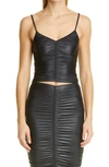 Alexander Wang Stretch Satin Jersey Ruched Camisole In Black