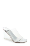 Jeffrey Campbell Acetate Wedge Mule In Silver Clear